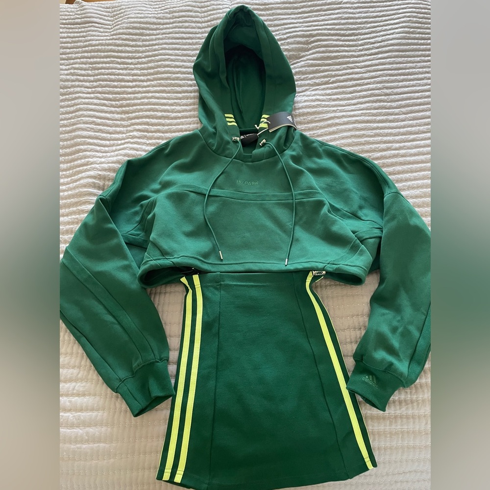 NWT Ivy Park x Adidas Green Hoodie Dress XS